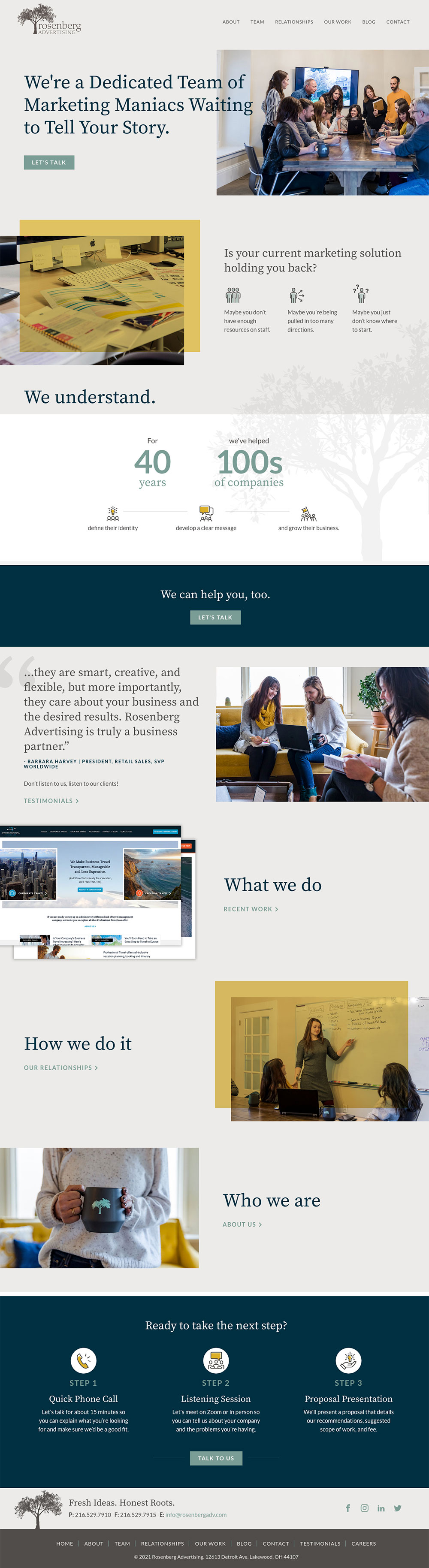 Angelia Becker designed this homepage for Rosenberg Advertising.